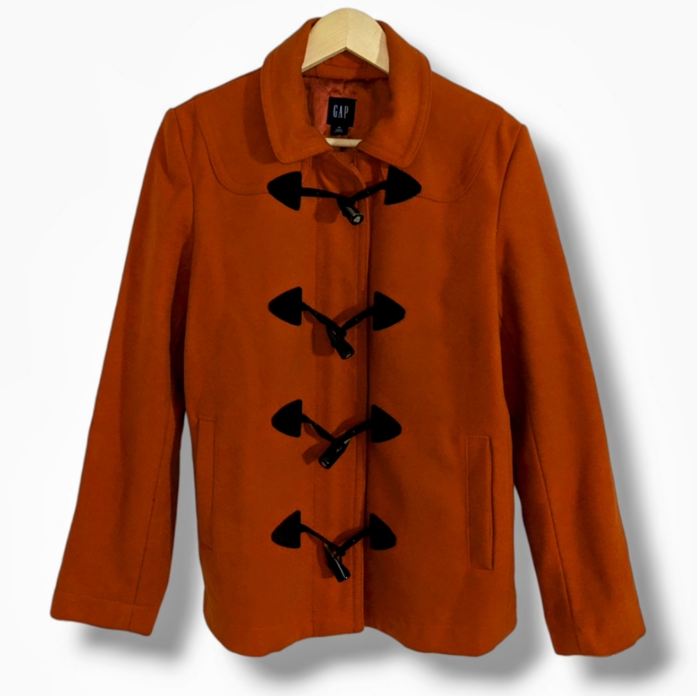 GAP | Burnt Sienna Wool Blend Lined Toggle Button Up Peacoat Women's Size M. - Picture 2 of 6